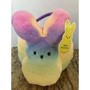 Peeps Plush 3-D Bunny Rabbit Easter Basket 2026 Rainbow Soft NWT 12" Pink Yellow